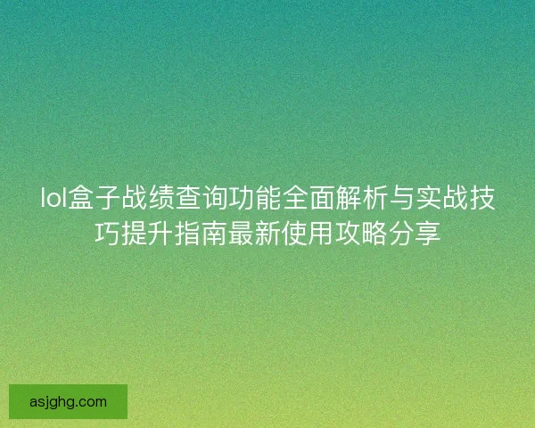 lol盒子战绩查询功能全面解析与实战技巧提升指南最新使用攻略分享
